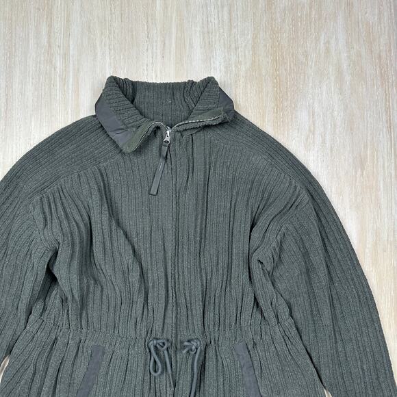 FLX Commuter Ribbed Knit Drawstring Waist Full Zip Cozy Casual Jacket Large - Picture 2 of 13